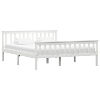 Vidaxl Bed Frame Without Mattress White Solid Pinewood 160X200 Cm from B&Q