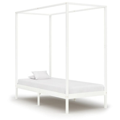 Vidaxl Canopy Bed Frame Without Mattress White Solid Wood 100X200 Cm from B&Q