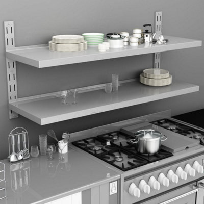 Vidaxl 2-Tier Floating Wall Shelf Stainless Steel 150Cm Hanging Display Unit 8719883680910 - Image 3