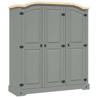 B&Q -  Wardrobe Mexican Pine Corona Range 3 Doors Grey Wardrobes