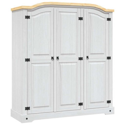 B&Q -  Wardrobe Mexican Pine Corona Range 3 Doors White Wardrobes