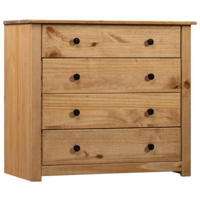 Vidaxl Side Cabinet 80x40x73 cm Pine Wood Brown - 4 Drawers - Image 3