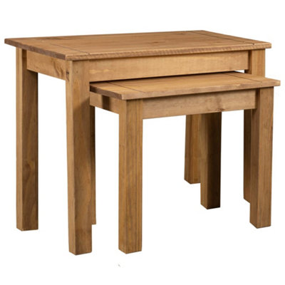 VidaXL Nesting Tables - Solid Pine Wood - Brown - 2 Pcs - Image 3