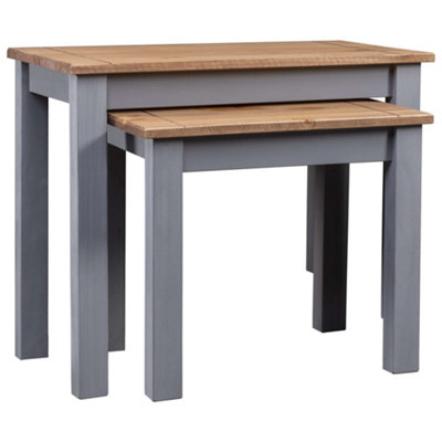 Vidaxl Nesting Tables 2 Pcs Solid Pine Wood Panama Range Grey