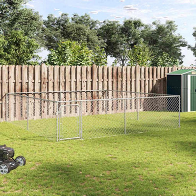 Vidaxl Outdoor Dog Kennel Galvanised Steel 4X4X1 M from B&Q