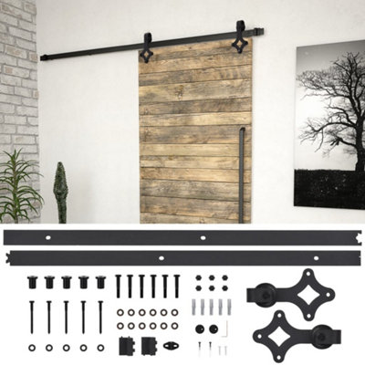 B&Q -  Sliding Door Skien Hardware Kit 200 Cm Steel Black Sliding Door Hardware