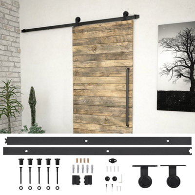 B&Q -  Sliding Door Skien Hardware Kit 200 Cm Steel Black Sliding Door Hardware