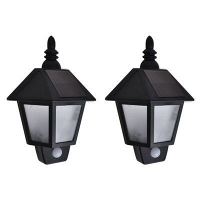 Vidaxl Solar Wall Lamps 2 Pcs With Motion Sensor Black Wall Lanterns from B&Q