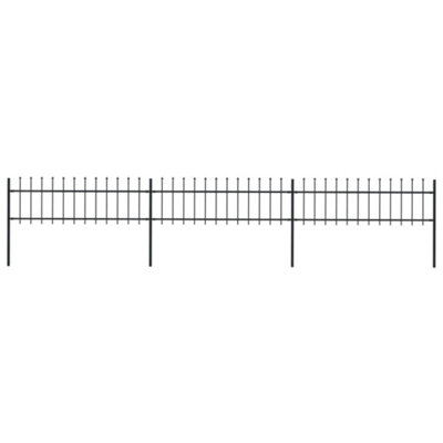 Vidaxl Garden Fence With Spear Top Steel 5.1X0.6 M Black from B&Q