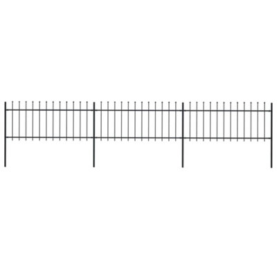 Vidaxl Garden Fence With Spear Top Steel 5.1X0.8 M Black
