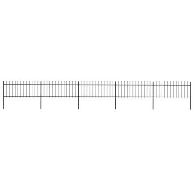 Vidaxl Garden Fence With Spear Top Steel 8.5X0.8 M Black
