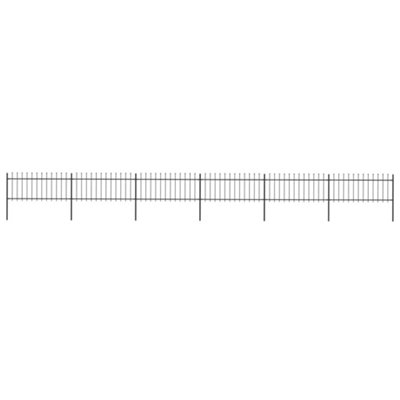 Vidaxl Garden Fence With Spear Top Steel 10.2X0.8 M Black