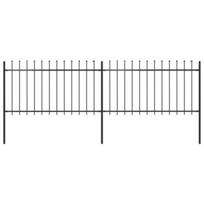 Vidaxl Garden Fence With Spear Top Steel 3.4X1 M Black from B&Q