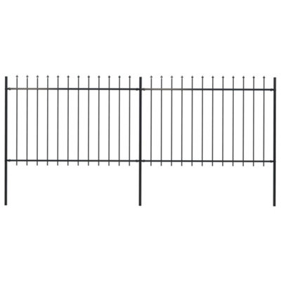 Vidaxl Garden Fence With Spear Top Steel 3.4X1.2 M Black from B&Q