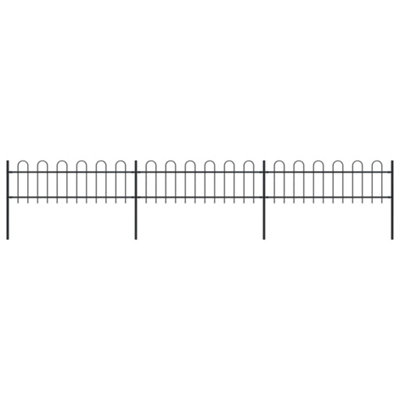 B&Q -  Garden Fence With Hoop Top Steel 5.1X0.6 M Black