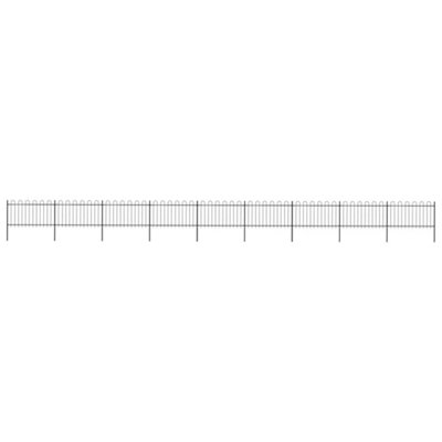 Vidaxl Garden Fence With Hoop Top Steel 15.3X1 M Black