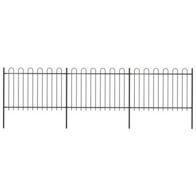 Vidaxl Garden Fence With Hoop Top Steel 5.1X1.2 M Black from B&Q