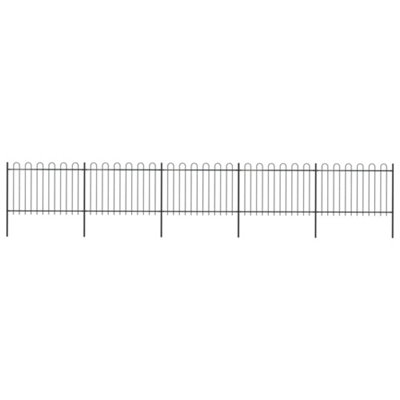 Vidaxl Garden Fence With Hoop Top Steel 8.5X1.2 M Black