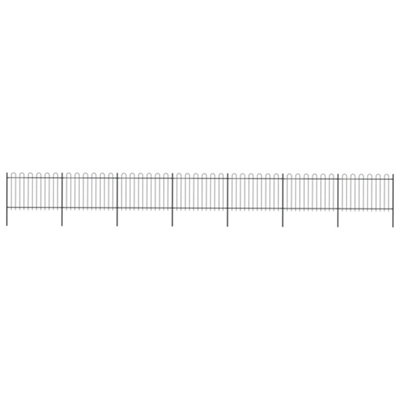 Vidaxl Garden Fence With Hoop Top Steel 11.9X1.2 M Black