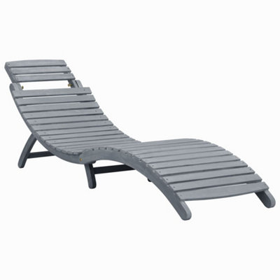 Vidaxl Sun Lounger Wash Solid Acacia Wood Grey