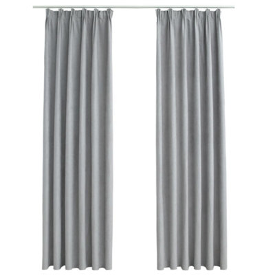 Vidaxl Blackout Curtains With Hooks 2 Pcs 140X245 Cm Grey