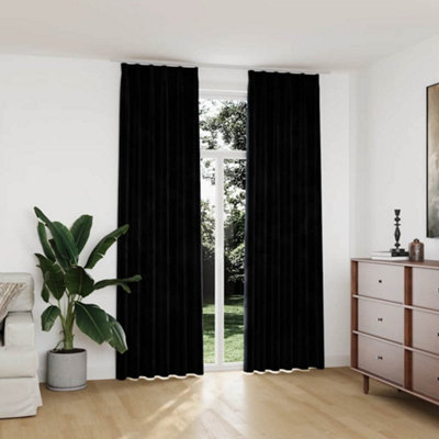 Vidaxl Blackout Curtains 2 Pcs With Hooks Velvet Black 140X245 Cm from B&Q