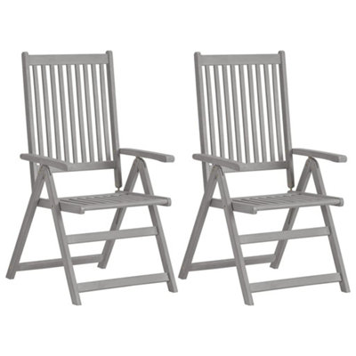 Vidaxl Garden Reclining Chairs 2 Pcs Grey Solid Acacia Wood from B&Q