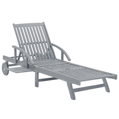 Vidaxl Garden Sun Lounger Grey Solid Acacia Wood from B&Q