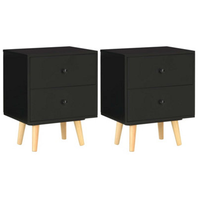 Vidaxl Bedside Cabinets 2 Pcs Black 40X30X50 Cm Solid Pinewood from B&Q