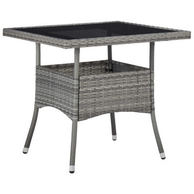 Vidaxl Outdoor Dining Table Poly Rattan And Glass Grey