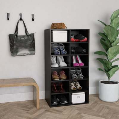 Vidaxl Shoe Rack Black 54X34X100.5 Cm Engineered Wood from B&Q