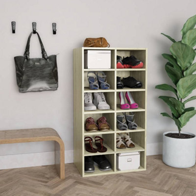 Vidaxl Shoe Rack Sonoma Oak Engineered Wood Hallway Entryway Shoe Organiser - Image 3