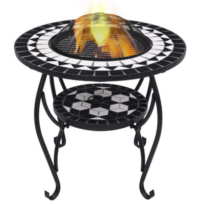 Vidaxl Mosaic Fire Pit Table Black And White 68 Cm Ceramic from B&Q
