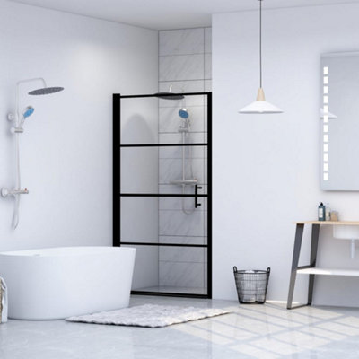 Vidaxl Black Shower Door Tempered Glass 81X195 Cm Shower Doors