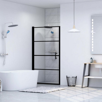 Vidaxl Shower Door Tempered Glass 91X195 Cm Black Shower Doors
