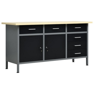 B&Q -  Workbench Black 160X60X85 Cm Steel Workbenches