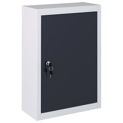 B&Q -  Wall Mounted Tool Cabinet Industrial Style Metal Grey And Black Tool Cabinets