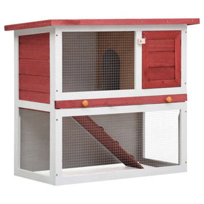 B&Q -  Outdoor Rabbit Hutch 1 Door Red Wood