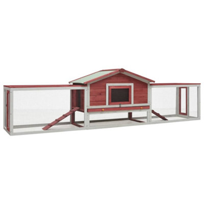 Vidaxl Rabbit Hutch Red 310X70X87 Cm Solid Pine & Fir Wood