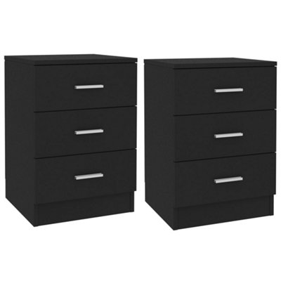 Vidaxl 2X Bedside Cabinet Black Engineered Wood Bedroom Nightstand Couch Table - Image 3