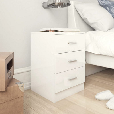 Vidaxl White Bedside Cabinet High Gloss 38X35x56 Cm Engineered Wood Small