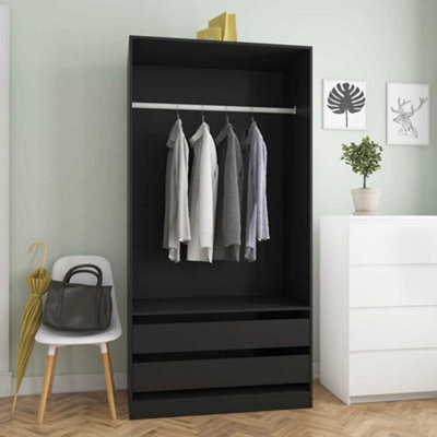 Vidaxl Wardrobe Black 100X50X200 Cm Engineered Wood Wardrobes