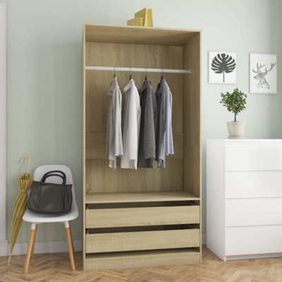 Vidaxl Wardrobe Sonoma Oak 100X50X200 Cm Engineered Wood Wardrobes from B&Q