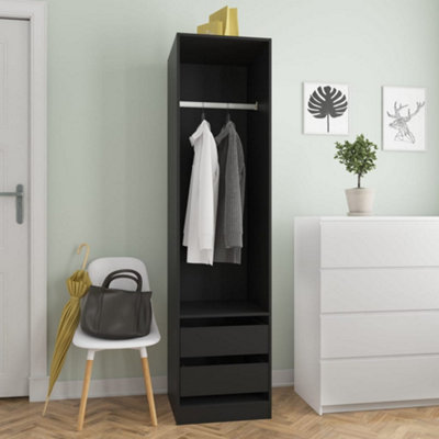 B&Q -  Wardrobe With Drawers Black 50X50X200 Cm Engineered Wood Wardrobes