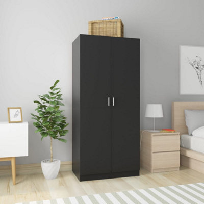B&Q -  Wardrobe Black 80X52X180 Cm Engineered Wood Wardrobes