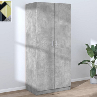 B&Q -  Wardrobe Concrete Grey 80X52X180 Cm Engineered Wood Wardrobes
