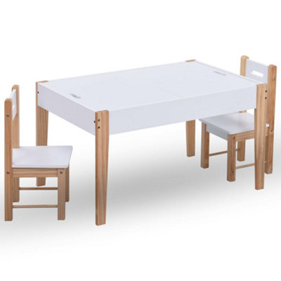 B&Q -  3 Piece Kids Storage Chalkboard Table Chair Set Black And White Kids Table And Chair Sets