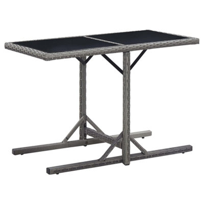 Vidaxl Garden Table 110X53x72 Cm Glass And Poly Rattan Anthracite