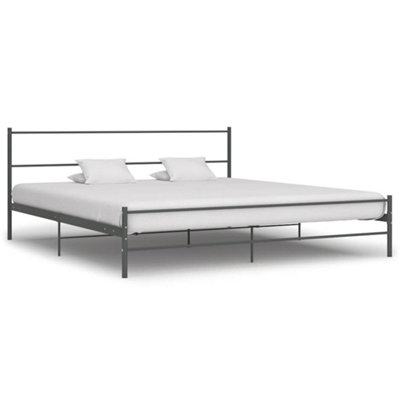 Vidaxl Bed Frame Bed Base Mattress Foundation Grey Metal 180X200 Cm Super King - Image 3
