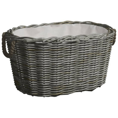 Vidaxl Firewood Basket With Carrying Handles 60X40x28 Cm Willow Grey